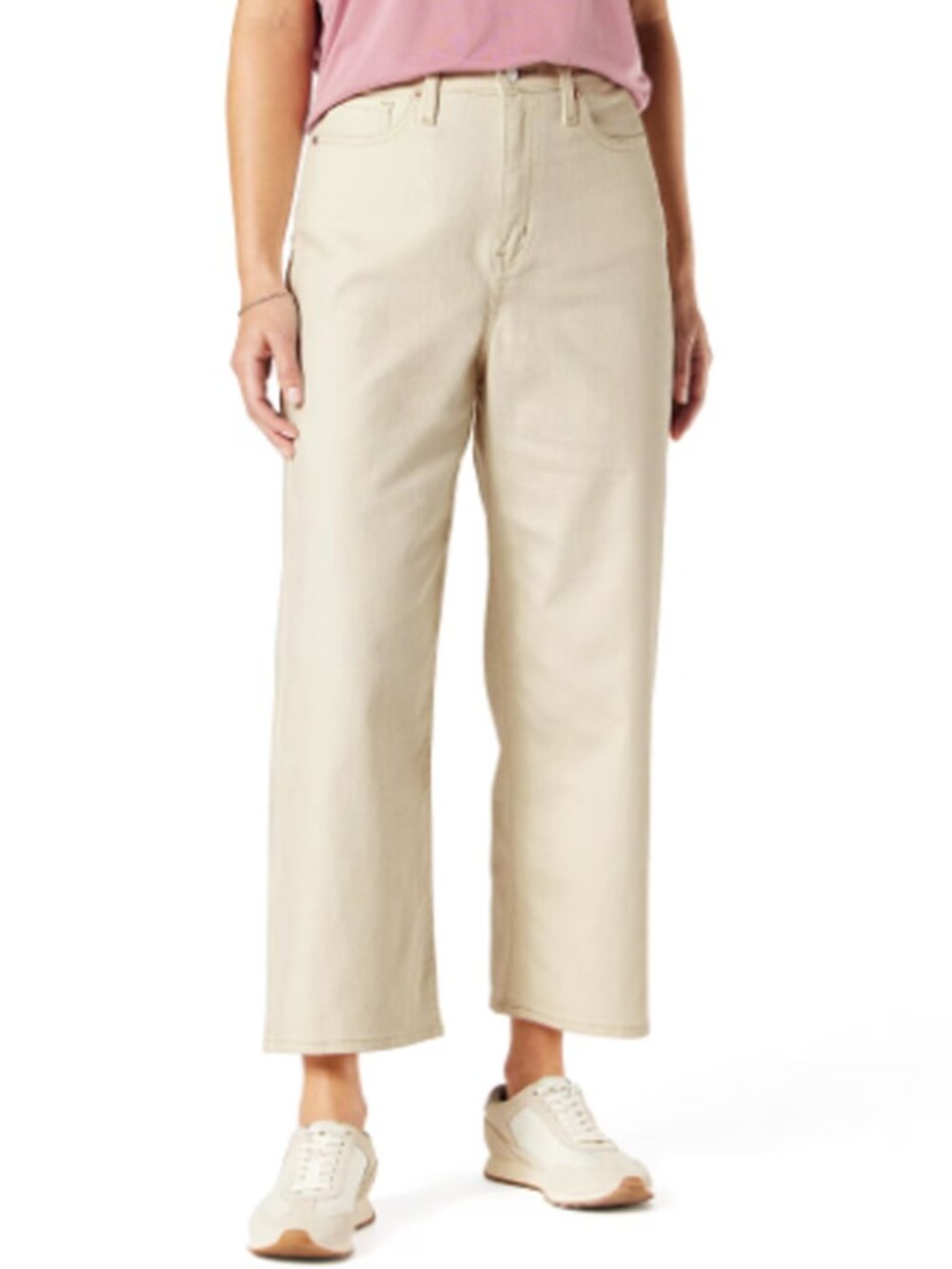 Levi Strauss Signature Heritage High Rise Loose Crop Wide Leg Cream Color Size 1
